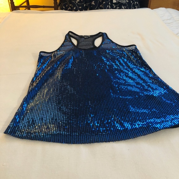 Sequins Blue Sparkling Shimmering Top NWOT sz M - Picture 2 of 5